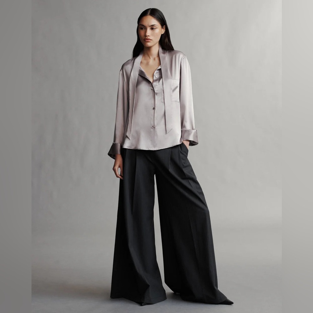 New TWP Boyfriend Silk Shirt With Tie